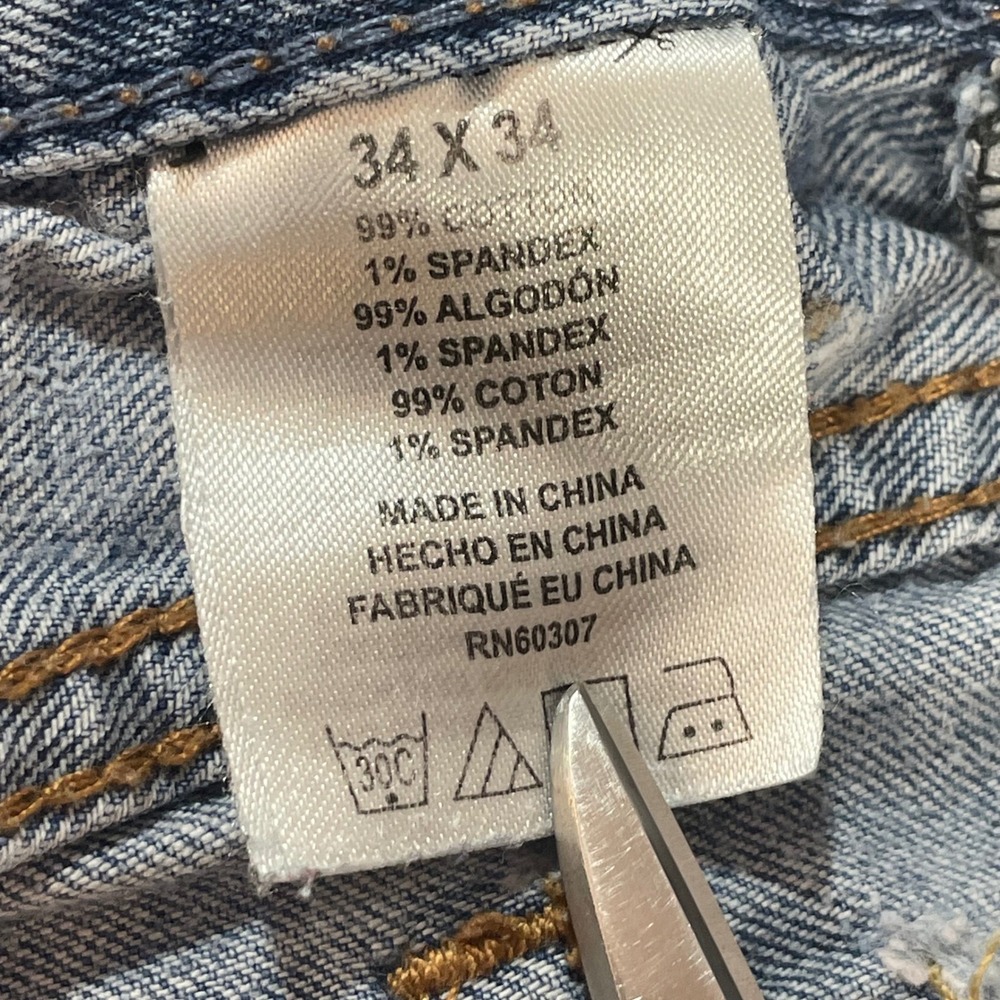 Unionbay Mens Distressed Straight Leg Jeans 34x34 (Fit 34x33) Stained - Picture 5 of 16